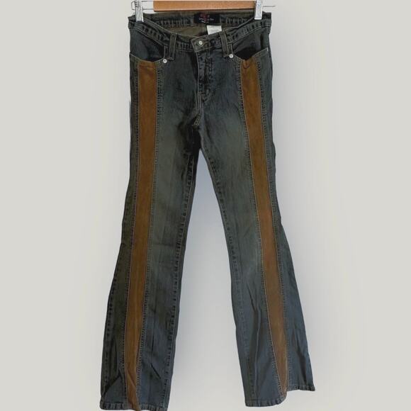 Rare Vintage Y2K Ces’t Toi Low Rise Hip Hugger Boho Grunge Flared Jeans Size 26 - Picture 4 of 9